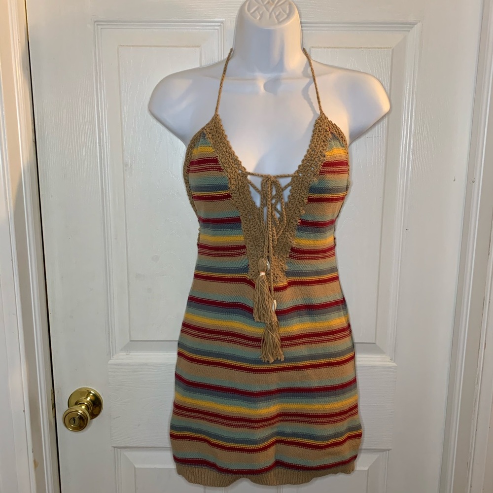 Coachella Crochet Halter Dress